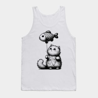 The cat and the fish balloon Tank Top